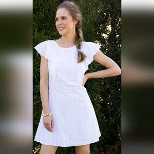 CABANA LIFE-New-White- Flutter Sleeve-Eyelet- Shift/Mini Dress SPF 50+Size S